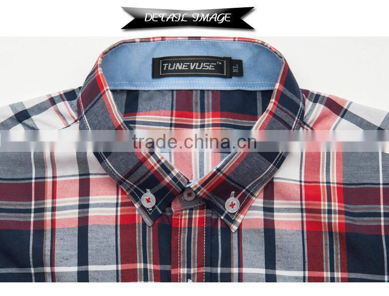 New product 2016 European fashion 100% cotton yarn dyed plaid shirt wholesale men's clothing