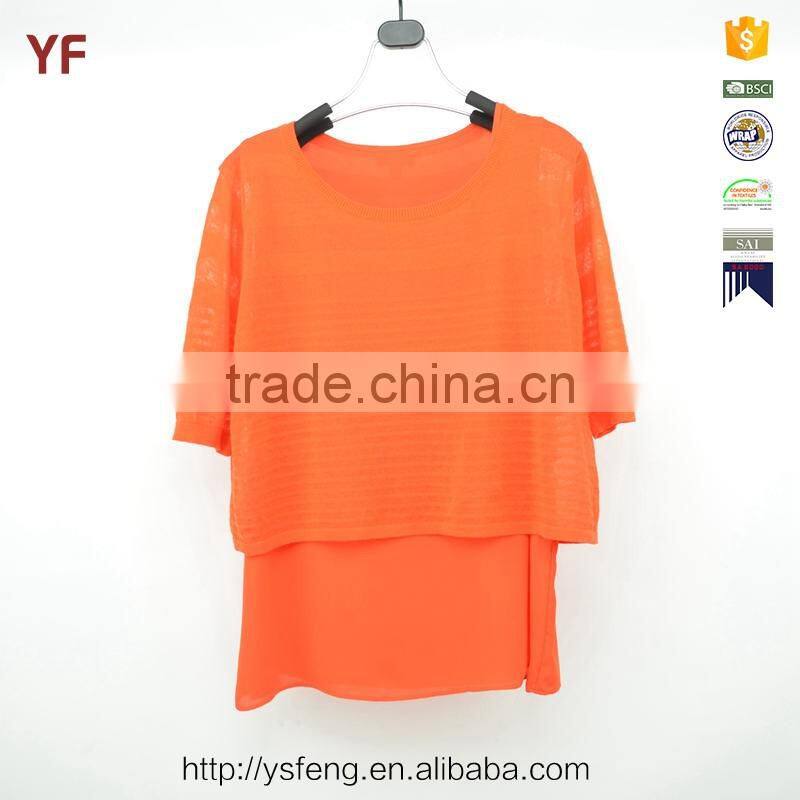 New Half Sleeve Round Neck Design Latest Ladies Fashion sweater