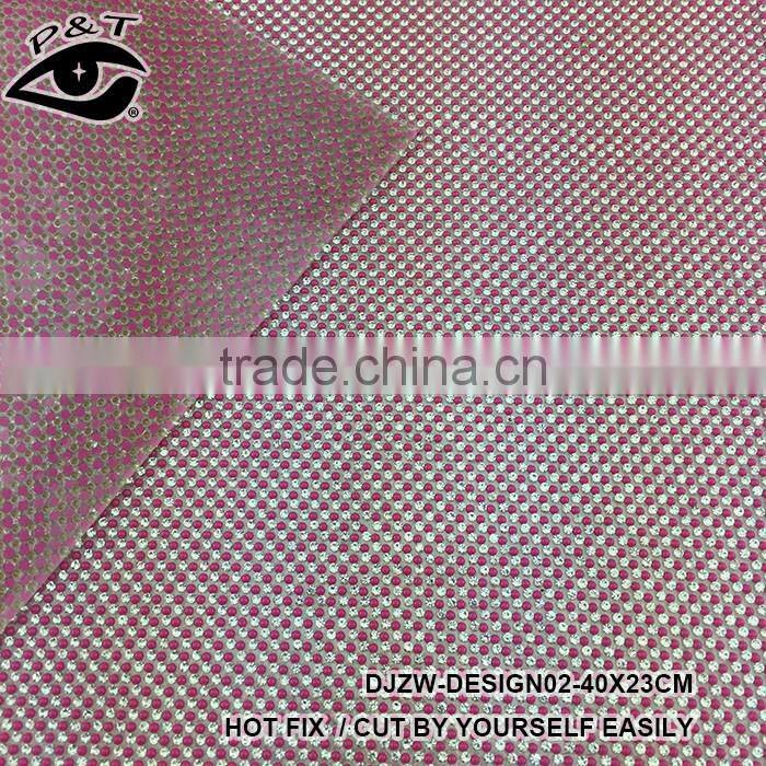 New arrival hot fix rhinestone mesh stripe design iron on resin mesh for garments