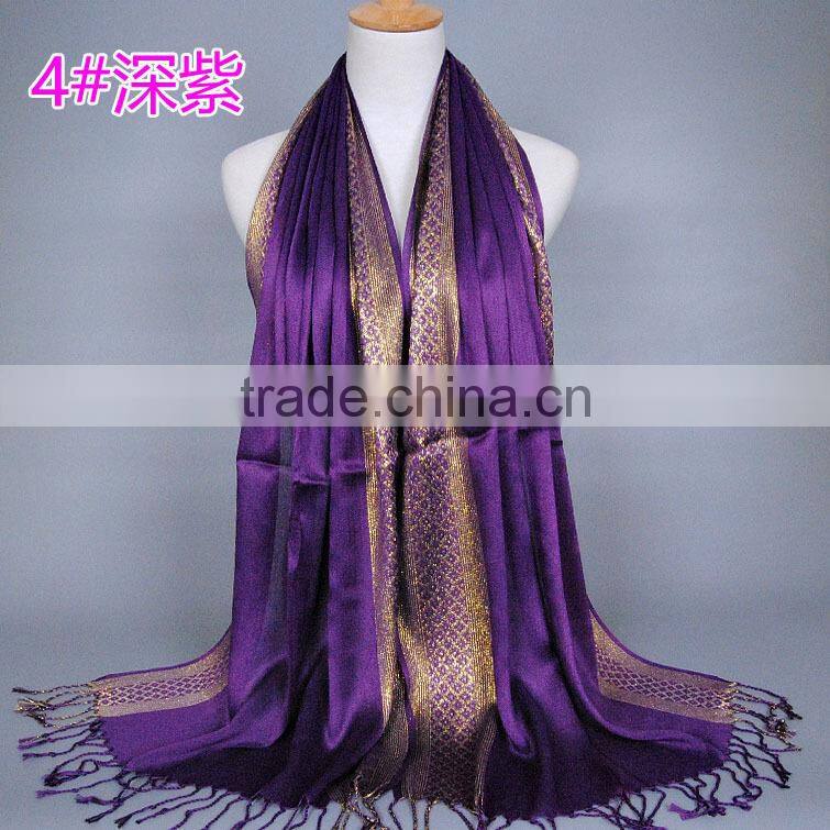 shiny long tassel muslim scarf/16 color muslim tassel scarf/islamic hot sell women hijab