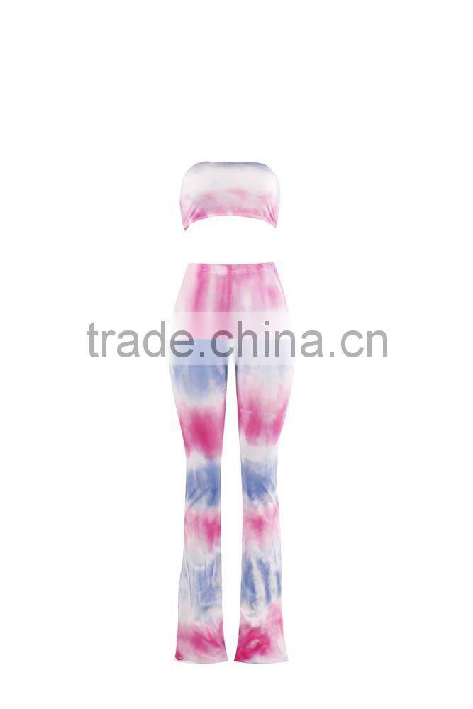 orange printed y bell bottomed pants /22 color xayn tie dye wide legging flare trousers pants / fancy women pantes