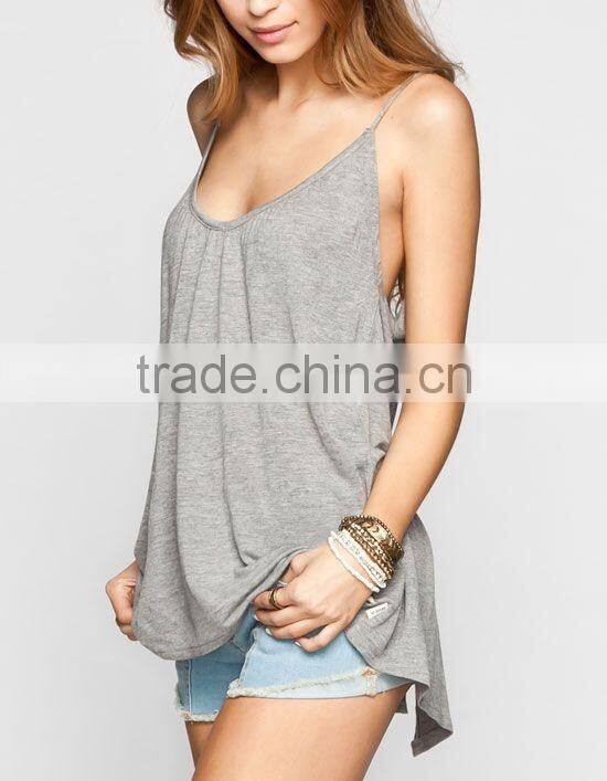Wholesale Sleeveless Sexy Spaghetti Strap Backless Solid Color Tank Top Blouse Ladies Plus Size Tops