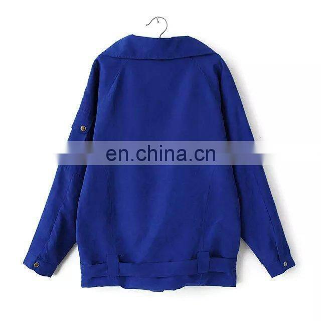 2015 Dress for women Europe American fashion causal lady trench coat lapels new pure color patch pocket personality wind jacket