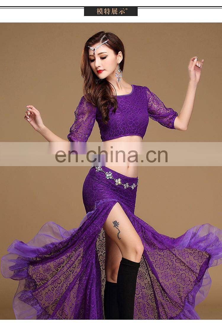 T-5147 Hot lace egyptian belly dance sexy costume top and skirt set