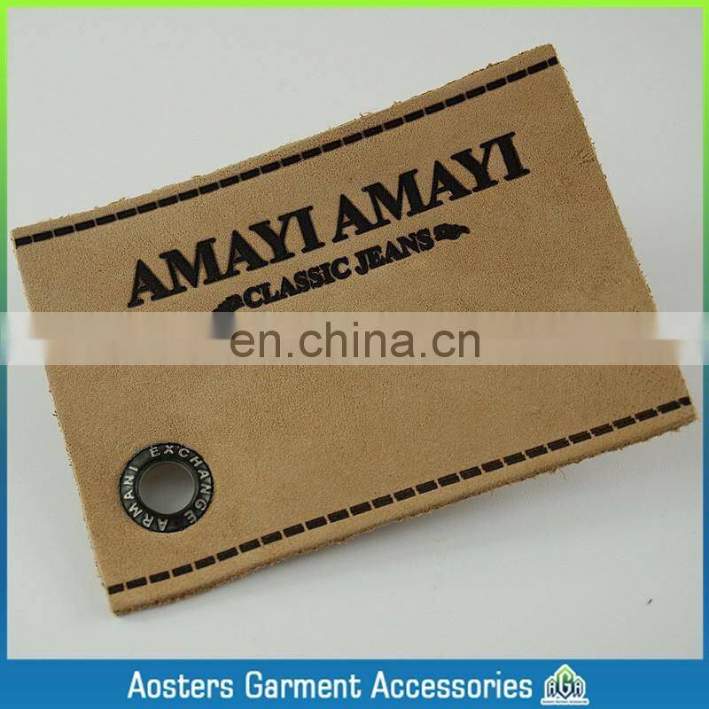 jeans leather patch company custom fashion jeans leather patch labels