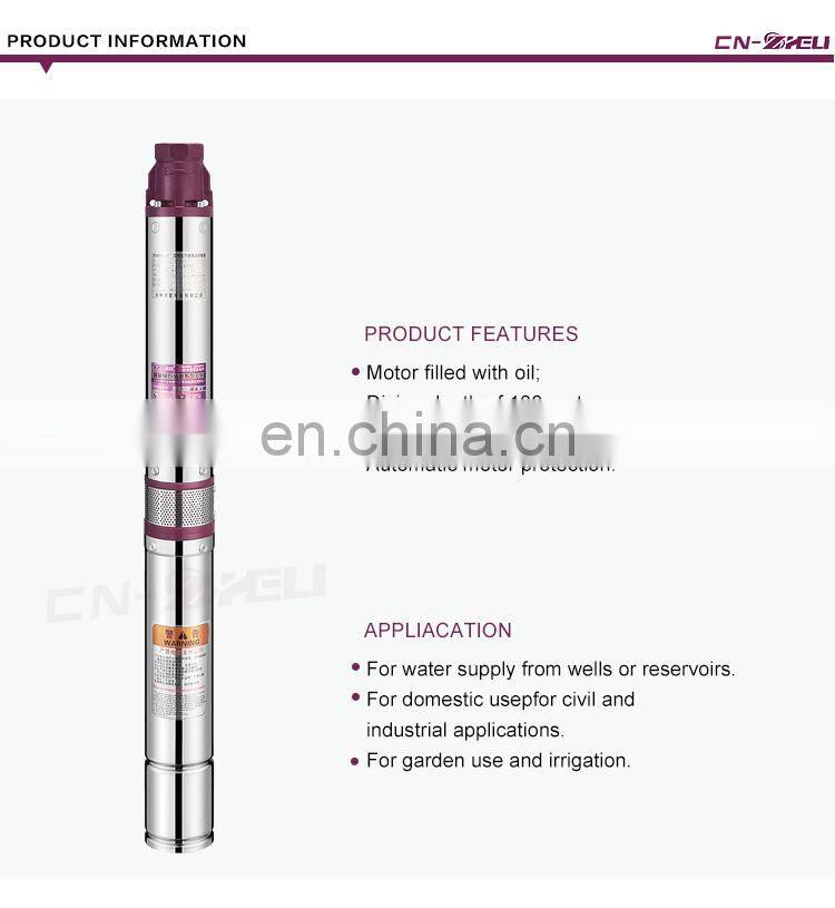 Electric powerful 100m 1.5hp field submerge submersible tube well water pump for agriculture use