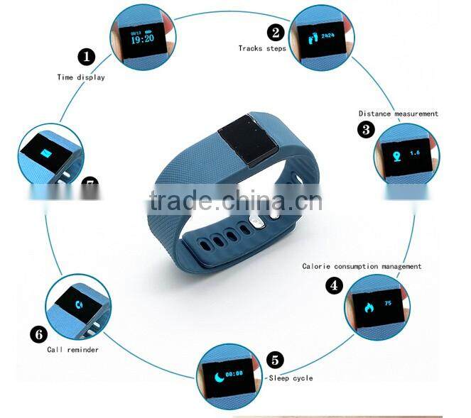 Pedometer/Distance/Sport time/Calorie/Sleep monitor/in call remider/Sandentary reminder/BMI LC- tw64 Smart Bracelet