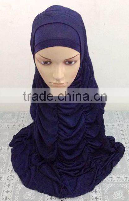 A593 Newest design solid color ruffle TWO Pieces HIJAB