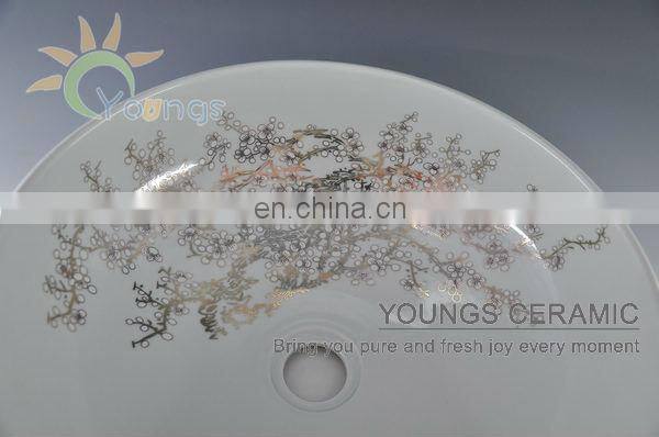 Oriental Hand Painted Ceramic Porcelain Wash Basin Bowl For Hotel