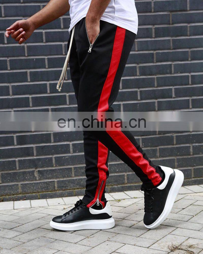Summer drawstring trousers zipper double pocket long men's sports casual pants