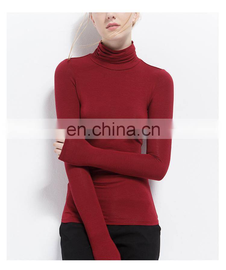 62/5000 Wholesale Custom-made Large Women's autumn long-sleeved t-shirt women's solid color Turtleneck Modert jacket autumn