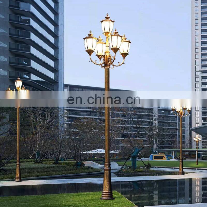 European style all die-cast aluminum garden lantern lamp matte black fence post lights outdoor landscape lighting post light