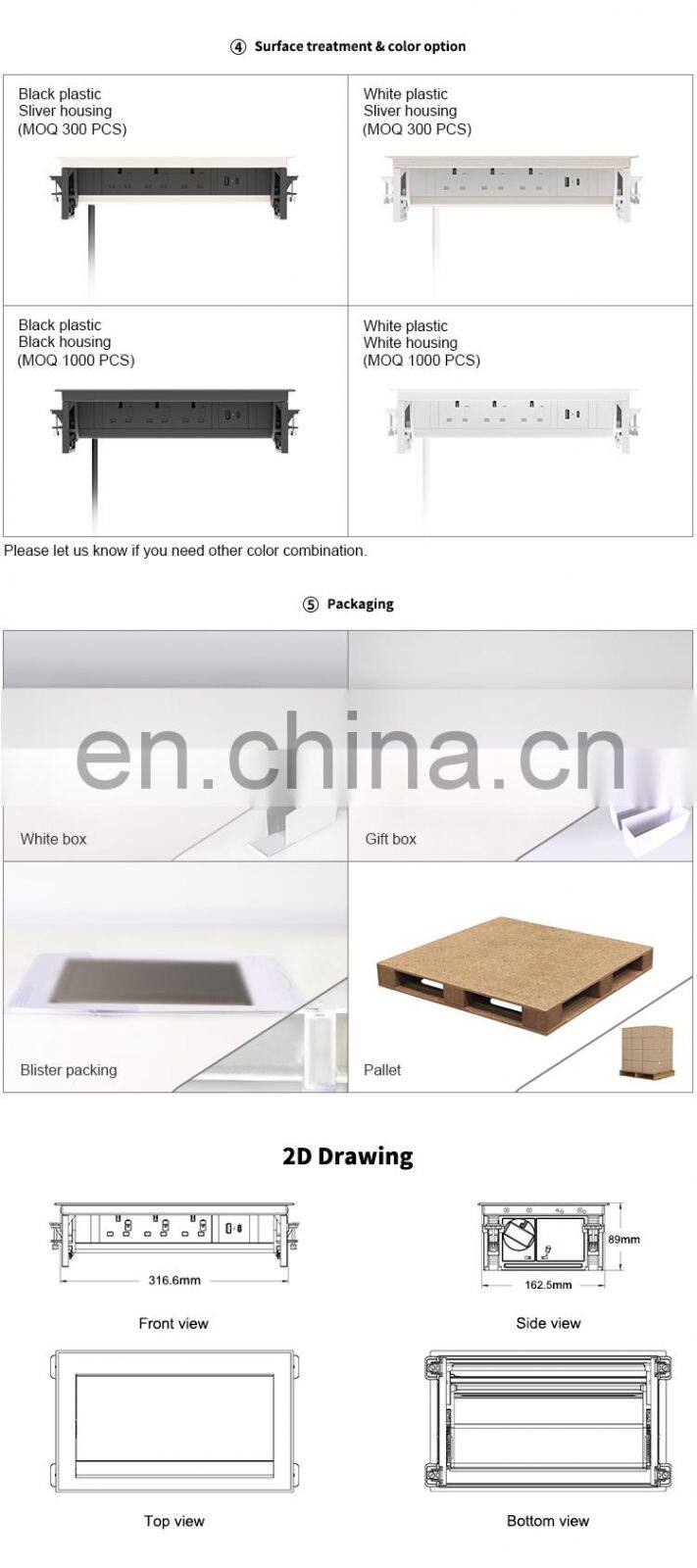 Flip up socket with USB quick charger for Australia and Argentina