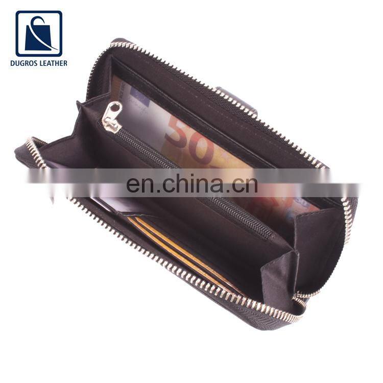 Nickle Fitting Fashion Style Polyester Lining Material Luxury Genuine Leather Women Wallet from Indian Manufacturer