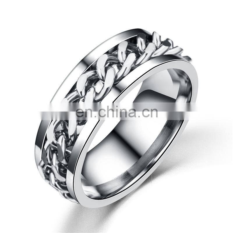 2020 Fashion Charm Men Women Jewelry Rotatable Chain Stainless Steel Ring