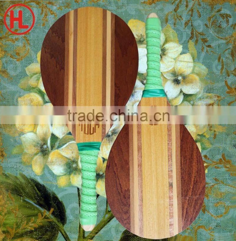 Frescobol game wood beach tennis racket/beach bat/beach paddle with colored grip