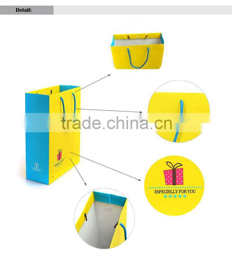 bright yellow color fancy paper shopping bag