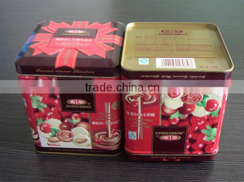 square shape candy/chocolate tin box