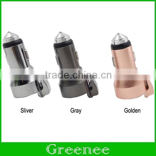 Newest Multifunction Car Charger Dual USB Tungsten Steel Safe Hammers for iPhone 6 6S Plus and Smartphones