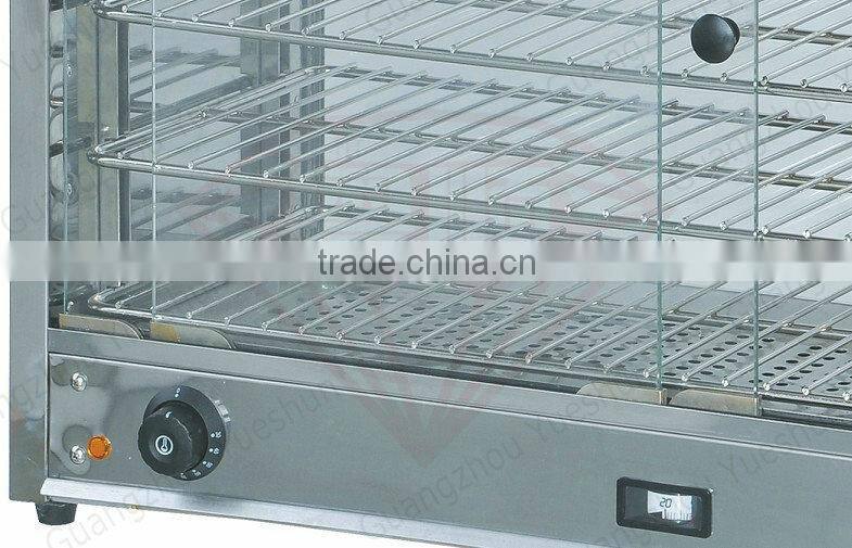 Tempered qualitys glass door food warmer display showcase
