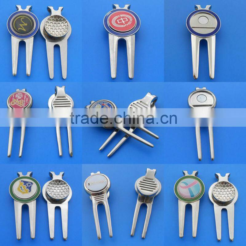 soft enamel ball marker with epoxy magnetic metal golf divot fixer accessories set