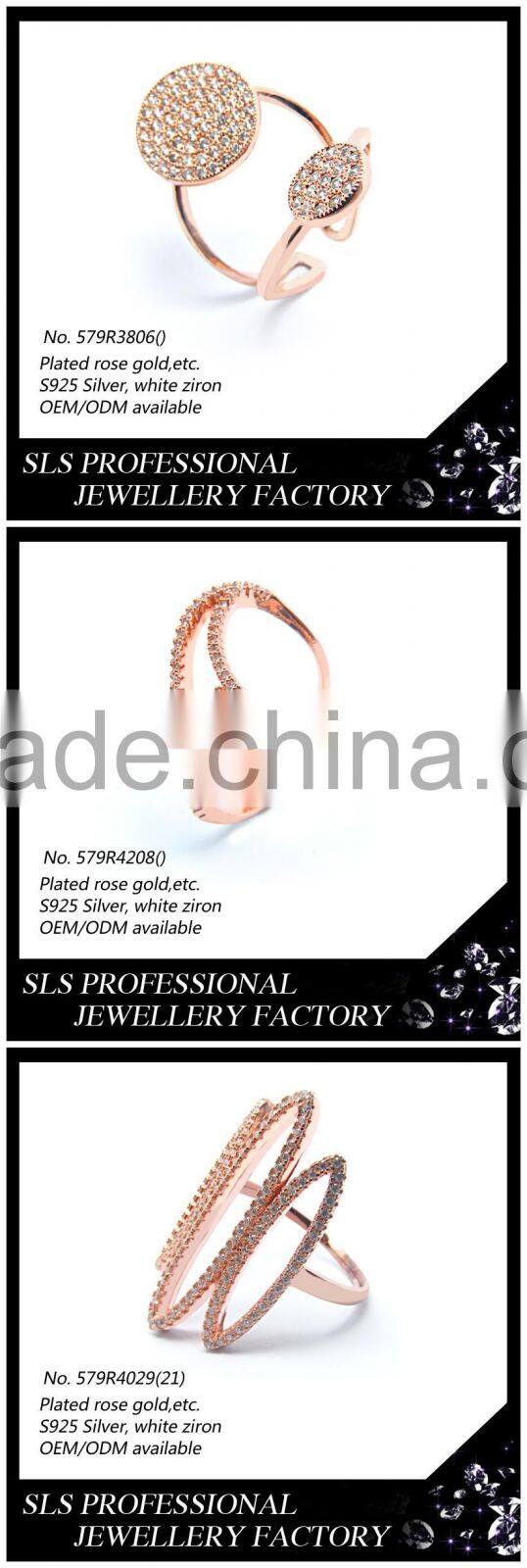 Gemstone ring 3 pearl rings fashion rose gold plated jewelry wholesale 2014 wedding ring