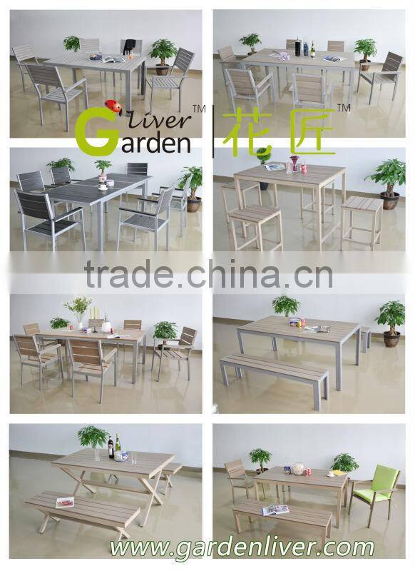 outdoor aluminum frame furniture wood table