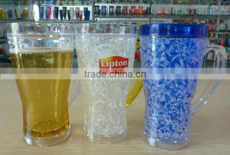 14 oz 400ML Plastic double wall ice gel frosty beer mug freezer food grade FDA standard