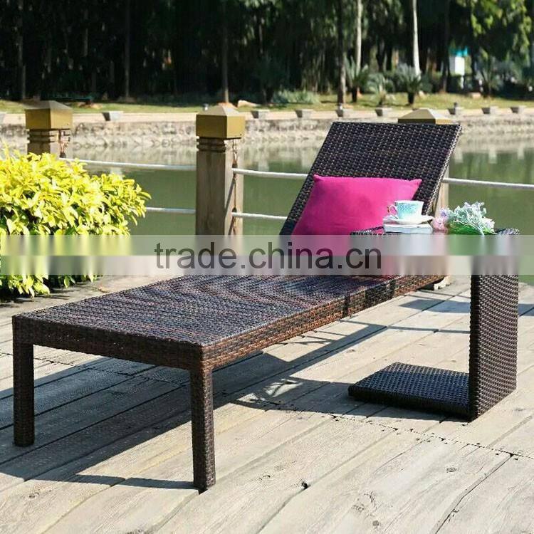 Patio Wicker Furniture Beach Sunbeds Lounge Rattan Sun Patio Pool Chaise Lounge Chair