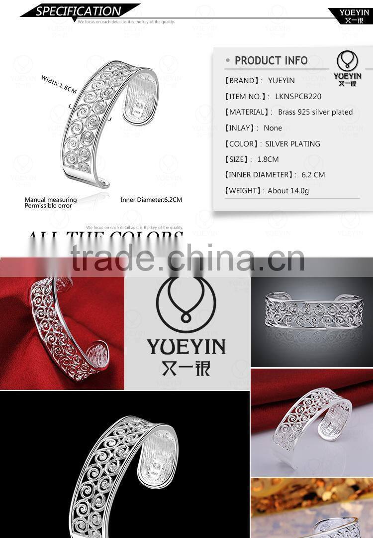 New Arrival Wholesale Anti-allergic Mixed Wide Fashion Jewelry Silver Bangles