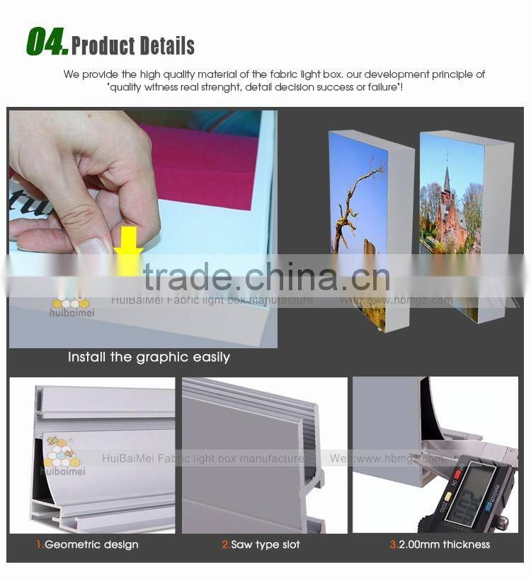 factory price big size framless led fabric light box