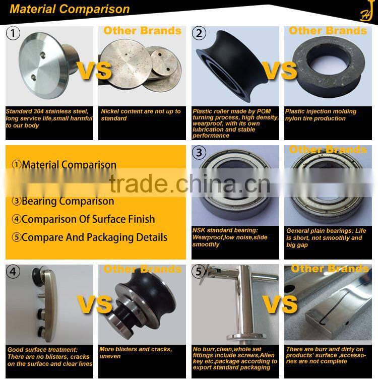 High degree H shape stainless steel glass sliding door handle lock
