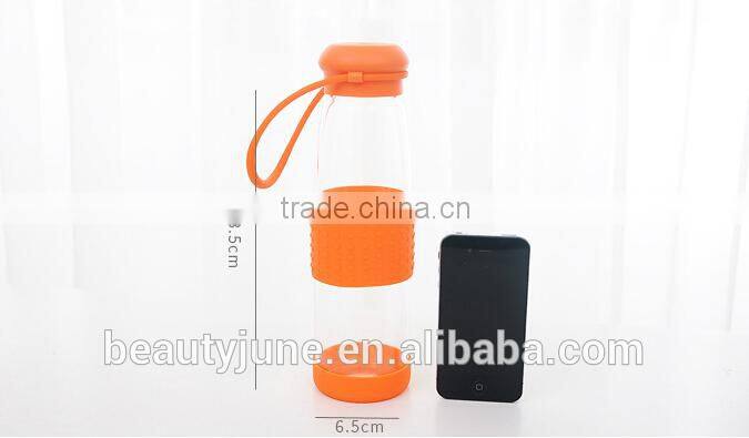 Portable Travel Mug Cup Car Shatterproof hand Classic Glass Water Bottle 500ml with Silicone Sleeve Glass Protein Shaker