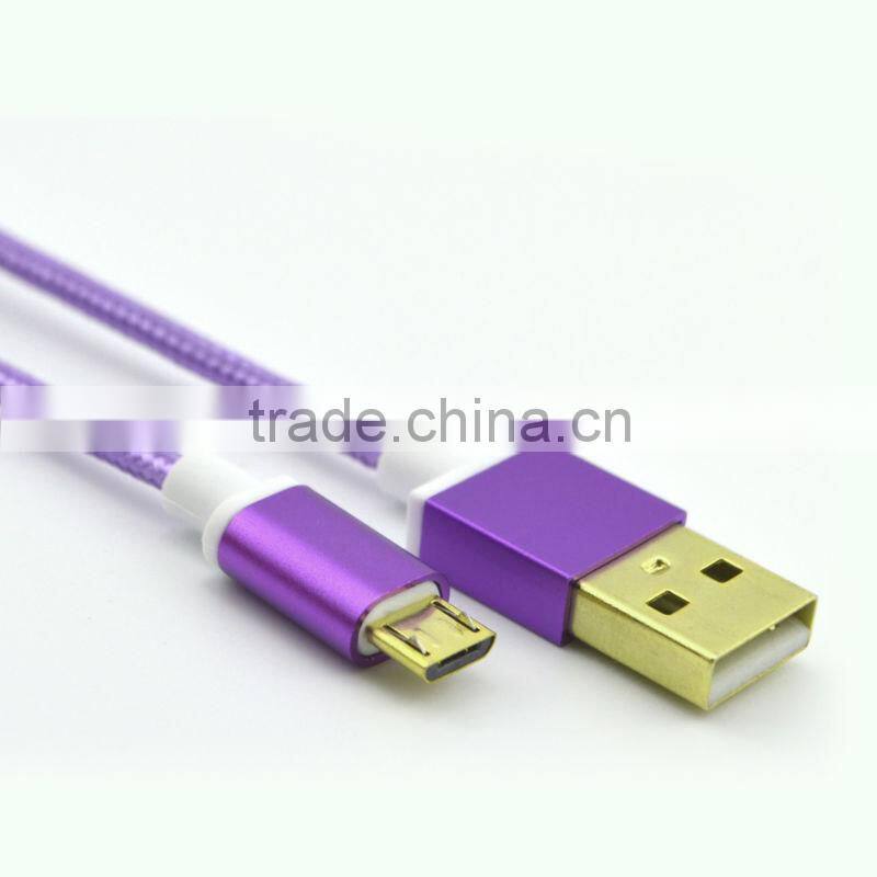 Colorful micro USB cable Wholesale nylon braided usb charger cable for samsung