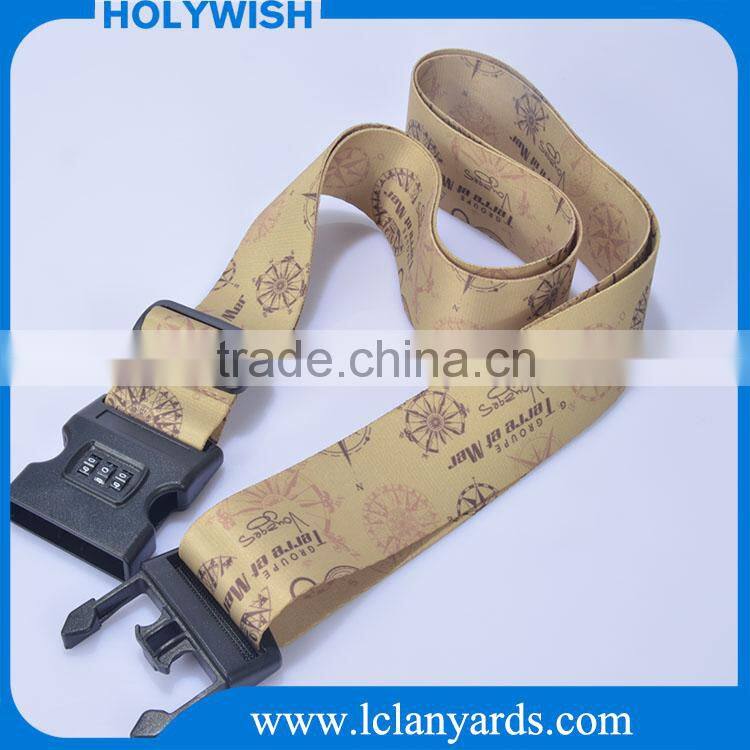 Heat Transfer Printed Fashion Travel Luggage Strap With Digital Lock