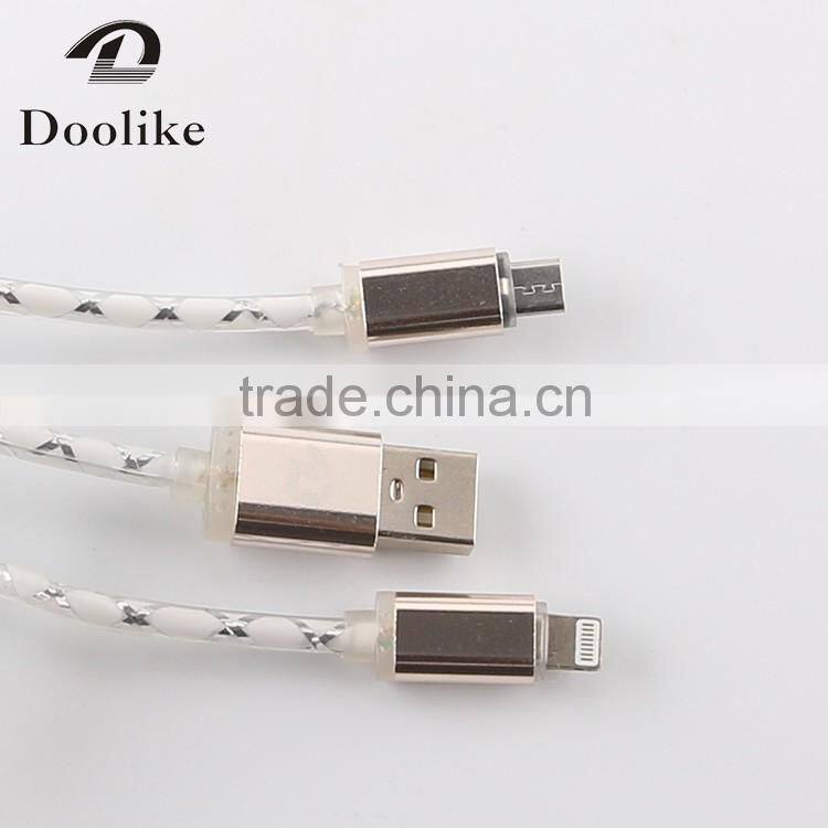 Hot selling 2 in 1USB Cable For Samsung Mrice USB Cable 1m Wholesale For Iphone data Cable