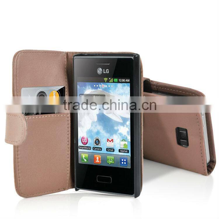 Wallet stand leather Mobile Phone case cover for LG E400 Optimus L3