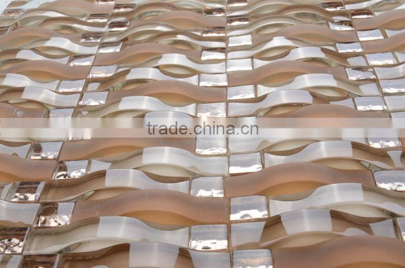 GT007 300X300mm foshan factory low price decorate stainless steel mosaic mix glass mosaic