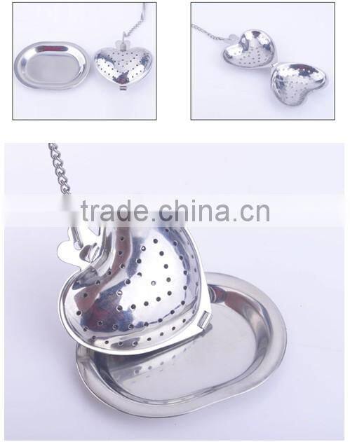 Heart Shape Stainless Steel Tea Infuser with tray