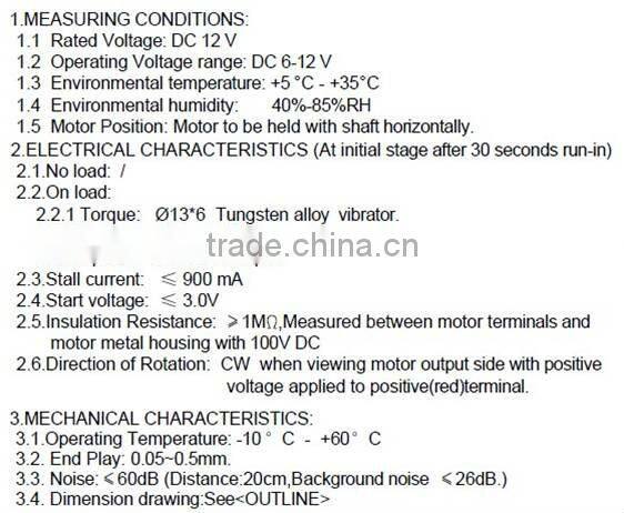 12V Micro Vibrator Motor For Massage