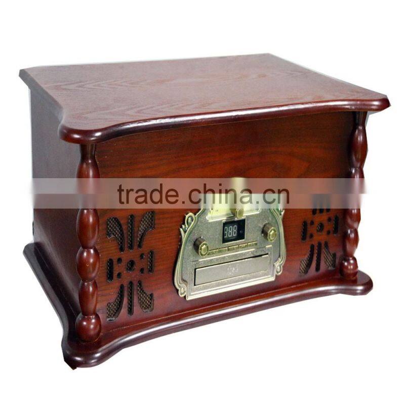 Full Solid Belt driven wooden record player with 33/45/78 RPM vinyls records and BT