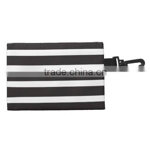 Custom Black & White Striped Makeup Bag