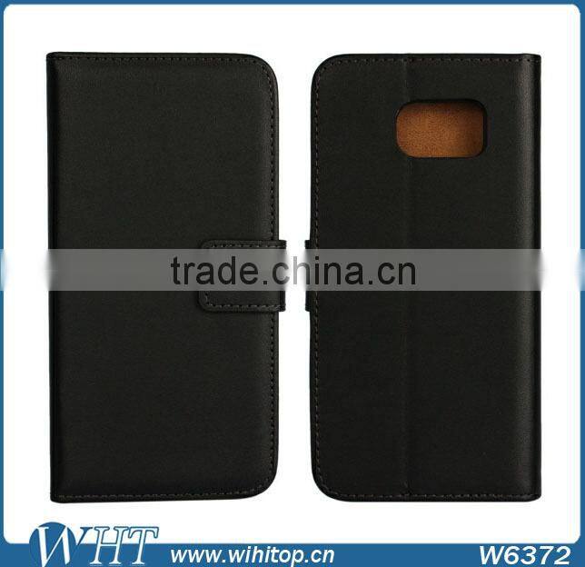 Genuine Leather Booklet Case for Samsung Galaxy S6 with Stand Card Holder