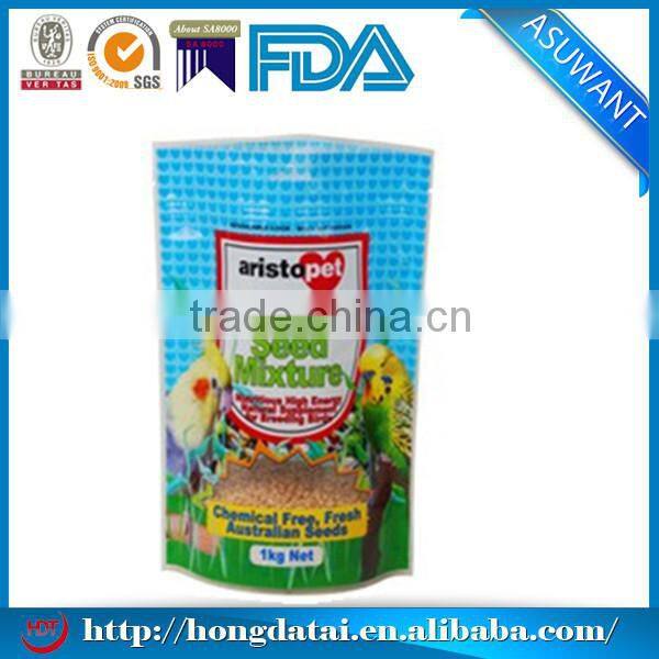Custom printed PET / PE stand up pet food bags with hang hole