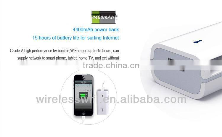 Portable 4400mAh power bank+ wireless N smart portable wifi repeater router gateway