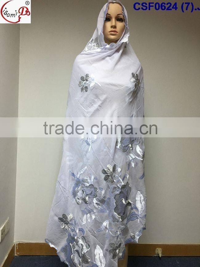 CSF0624 fashionable scarf softextile muslim embroidery scarf for women
