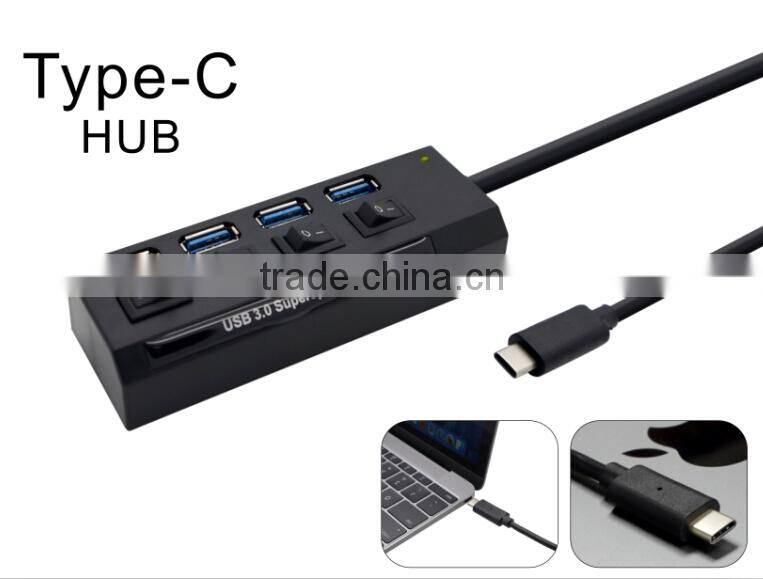 Forida MAC style Type C hub Aluminium hub USB3.0 hub with LED light