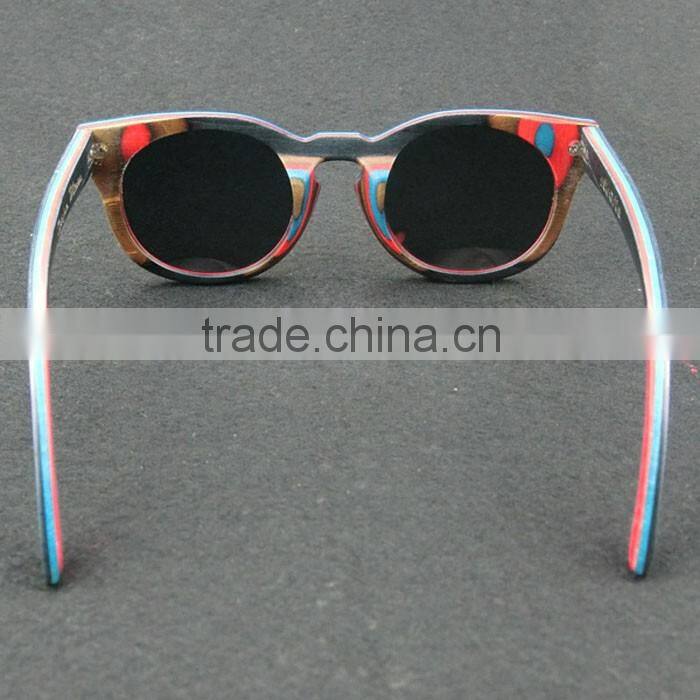 Recycled skateboard wood sunglasses 2016 cat eye shape wood sunglasses