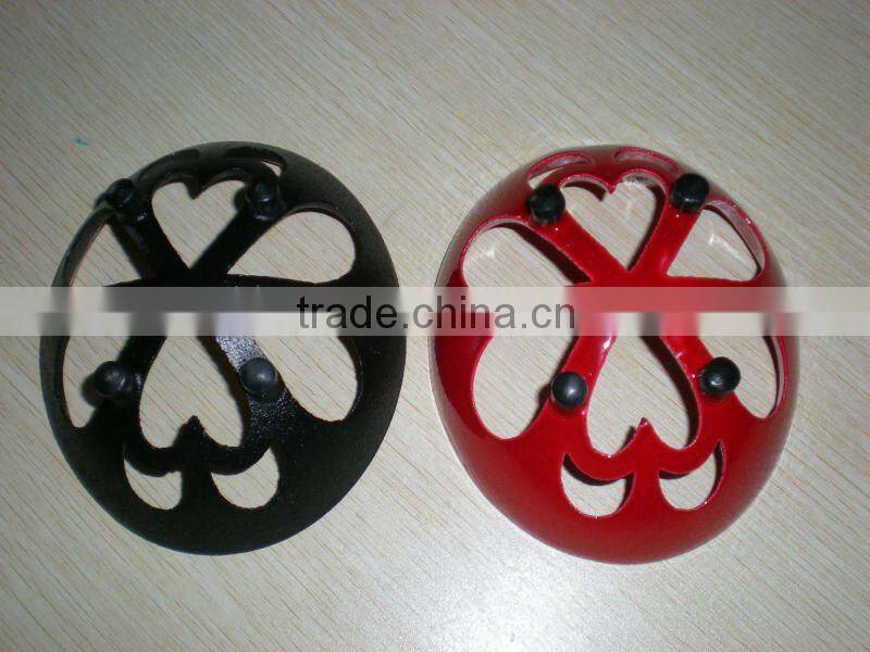 Lg powder coated oval antique cast iron footed bowl - 201C red