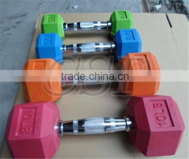 equipment fitness cheap price wholese rubber coated stainless steel dumbbell set for male bodybuilding use popular color
